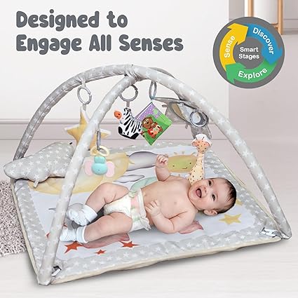 Kidikools 6-in-1 Baby Play Gym Activity Center with Mosquito Net & Sun Canopy  for Babies 0-12 Months